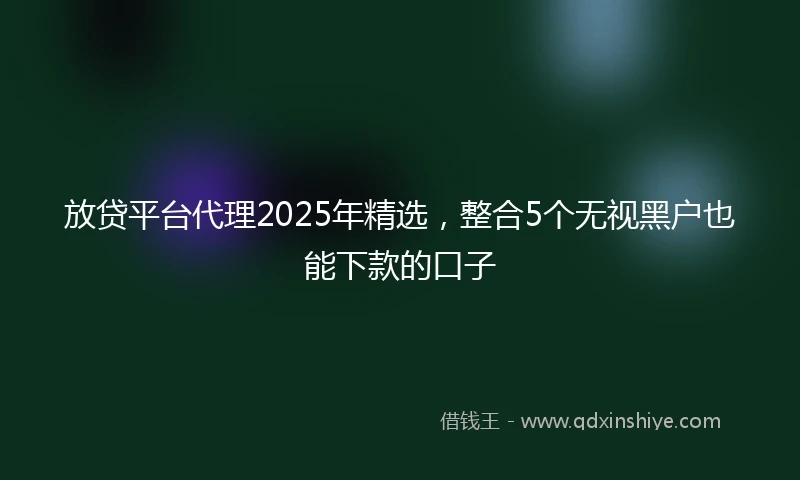 放贷平台代理2025年精选，整合5个无视黑户也能下款的口子