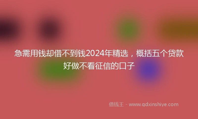 急需用钱却借不到钱2024年精选，概括五个贷款好做不看征信的口子
