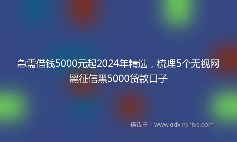 急需借钱5000元起2024年精选，梳理5个无视网黑征信黑5000贷款口子