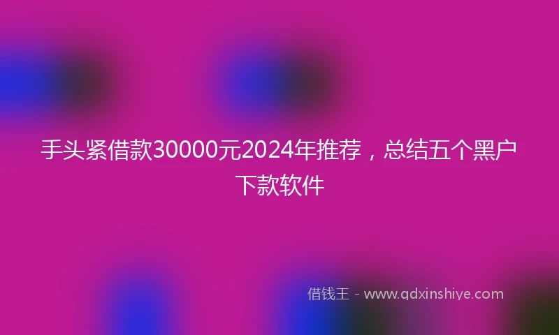 手头紧借款30000元2024年推荐，总结五个黑户下款软件