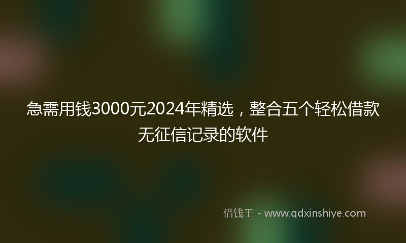 急需用钱3000元2024年精选，整合五个轻松借款无征信记录的软件