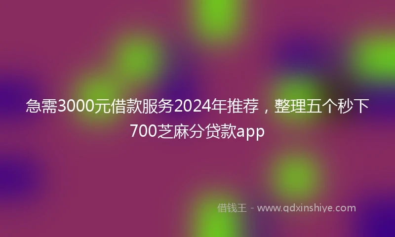 急需3000元借款服务2024年推荐，整理五个秒下700芝麻分贷款app