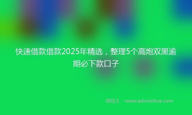 快速借款借款2025年精选，整理5个高炮双黑逾期必下款口子