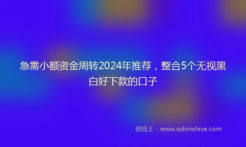 急需小额资金周转2024年推荐，整合5个无视黑白好下款的口子