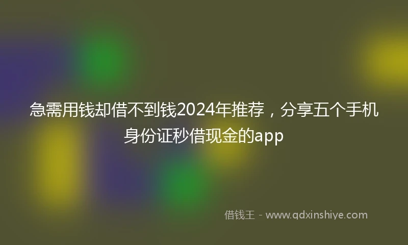 急需用钱却借不到钱2024年推荐，分享五个手机身份证秒借现金的app