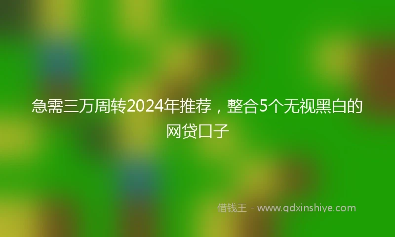 急需三万周转2024年推荐，整合5个无视黑白的网贷口子
