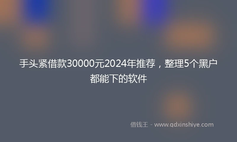 手头紧借款30000元2024年推荐，整理5个黑户都能下的软件