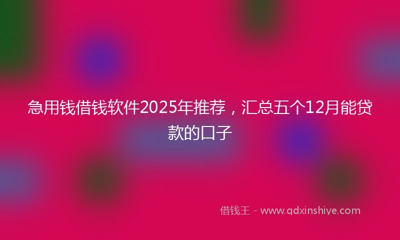 急用钱借钱软件2025年推荐，汇总五个12月能贷款的口子