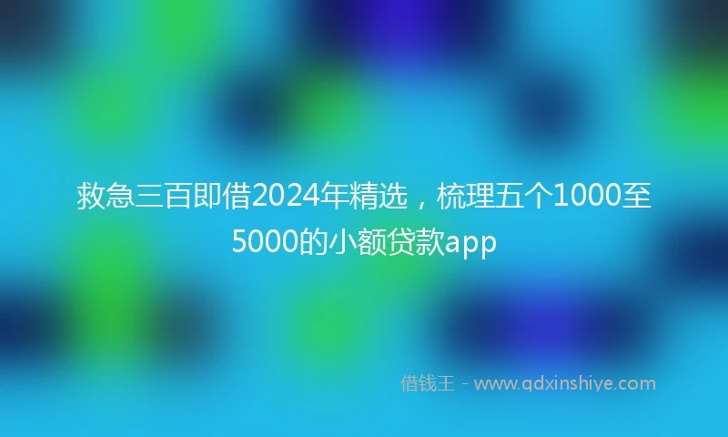 救急三百即借2024年精选，梳理五个1000至5000的小额贷款app