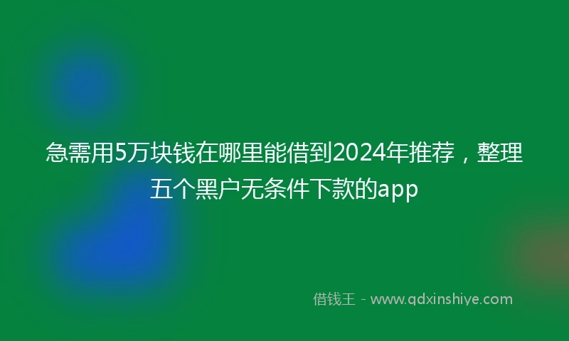 急需用5万块钱在哪里能借到2024年推荐，整理五个黑户无条件下款的app
