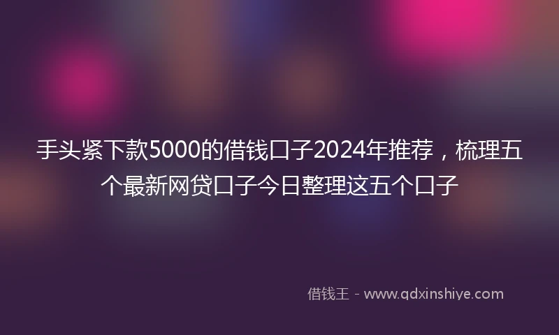 手头紧下款5000的借钱口子2024年推荐，梳理五个最新网贷口子今日整理这五个口子