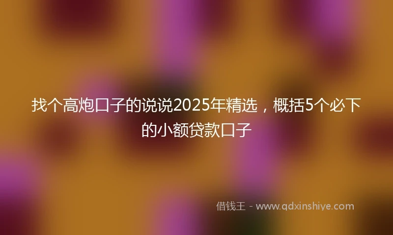 找个高炮口子的说说2025年精选，概括5个必下的小额贷款口子