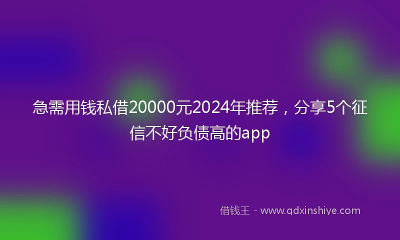 急需用钱私借20000元2024年推荐，分享5个征信不好负债高的app
