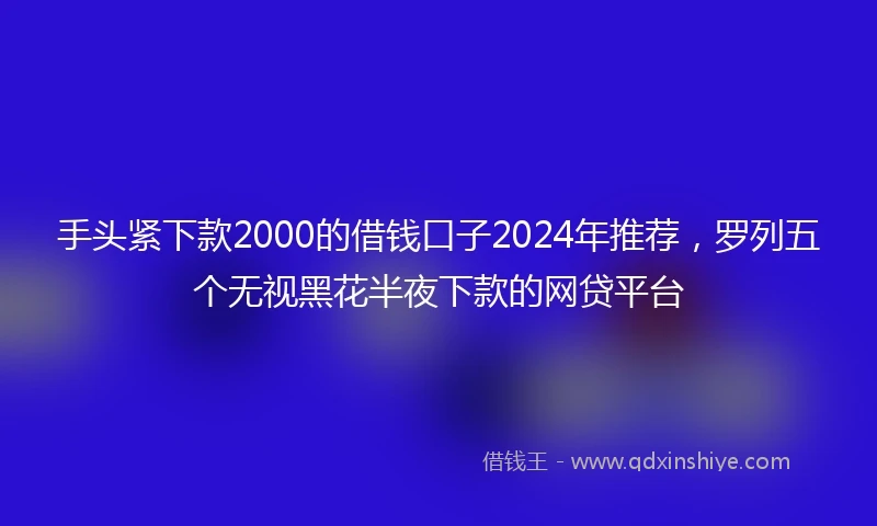手头紧下款2000的借钱口子2024年推荐，罗列五个无视黑花半夜下款的网贷平台