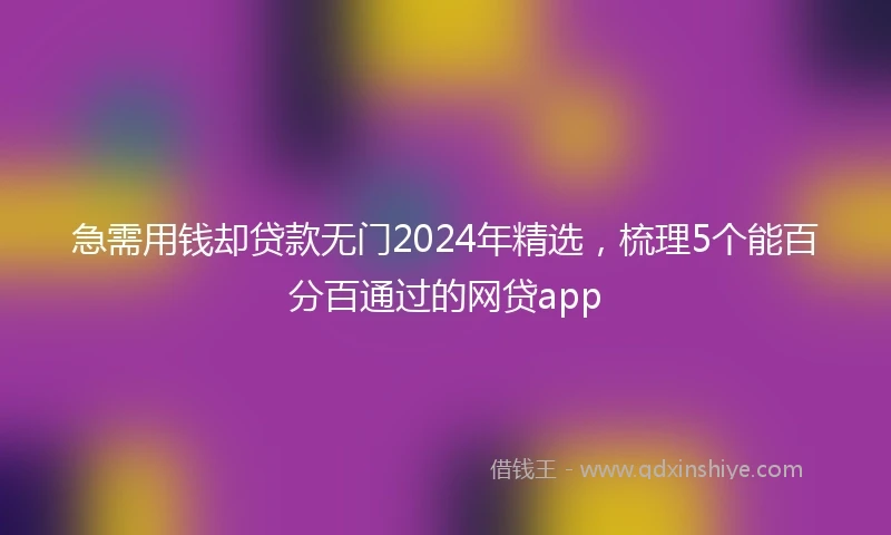 急需用钱却贷款无门2024年精选，梳理5个能百分百通过的网贷app