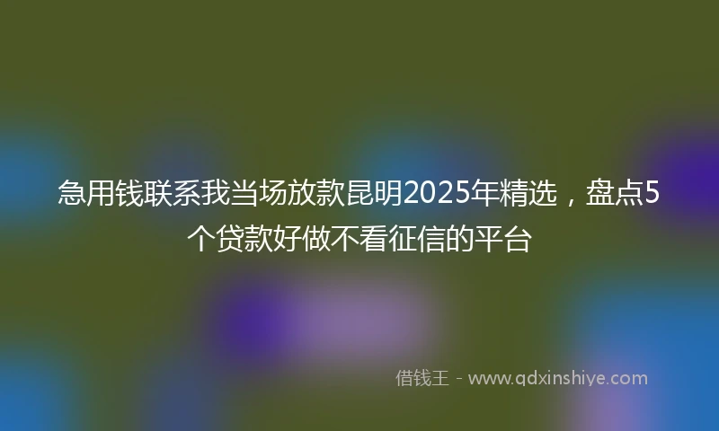 急用钱联系我当场放款昆明2025年精选，盘点5个贷款好做不看征信的平台