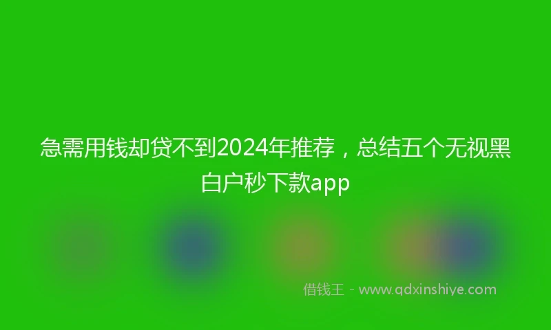 急需用钱却贷不到2024年推荐，总结五个无视黑白户秒下款app