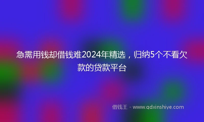 急需用钱却借钱难2024年精选，归纳5个不看欠款的贷款平台