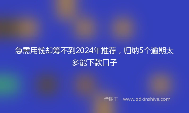 急需用钱却筹不到2024年推荐，归纳5个逾期太多能下款口子