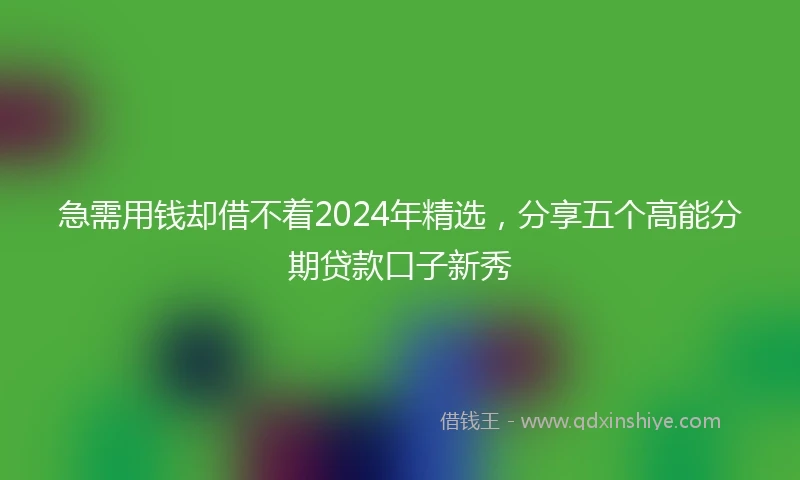 急需用钱却借不着2024年精选，分享五个高能分期贷款口子新秀