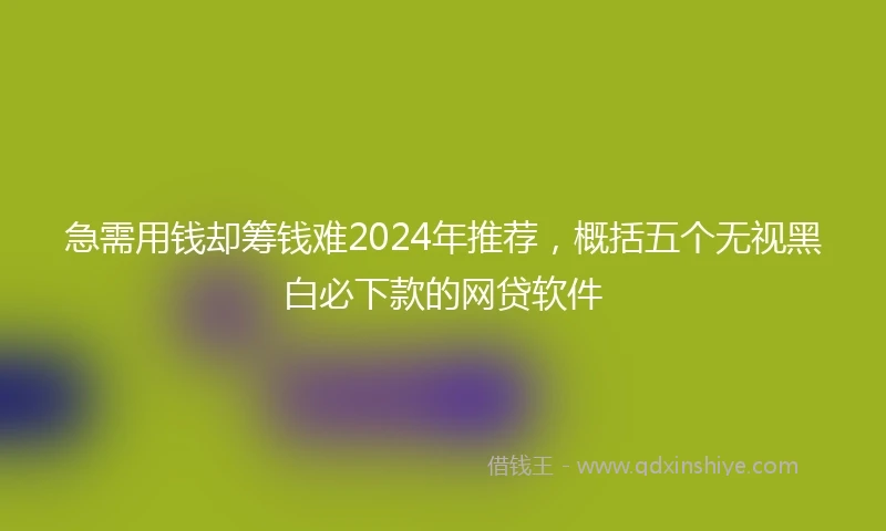 急需用钱却筹钱难2024年推荐，概括五个无视黑白必下款的网贷软件