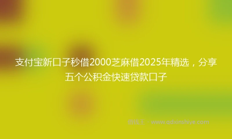 支付宝新口子秒借2000芝麻借2025年精选，分享五个公积金快速贷款口子