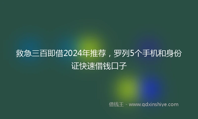 救急三百即借2024年推荐，罗列5个手机和身份证快速借钱口子