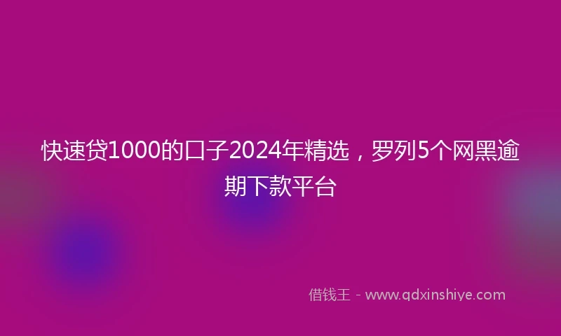 快速贷1000的口子2024年精选，罗列5个网黑逾期下款平台