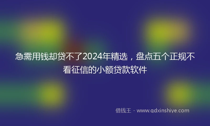 急需用钱却贷不了2024年精选，盘点五个正规不看征信的小额贷款软件