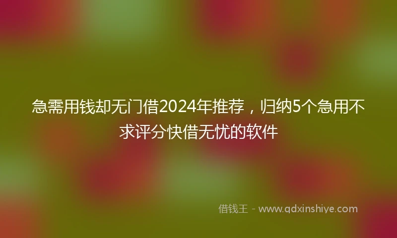 急需用钱却无门借2024年推荐，归纳5个急用不求评分快借无忧的软件