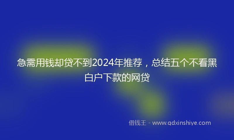 急需用钱却贷不到2024年推荐，总结五个不看黑白户下款的网贷