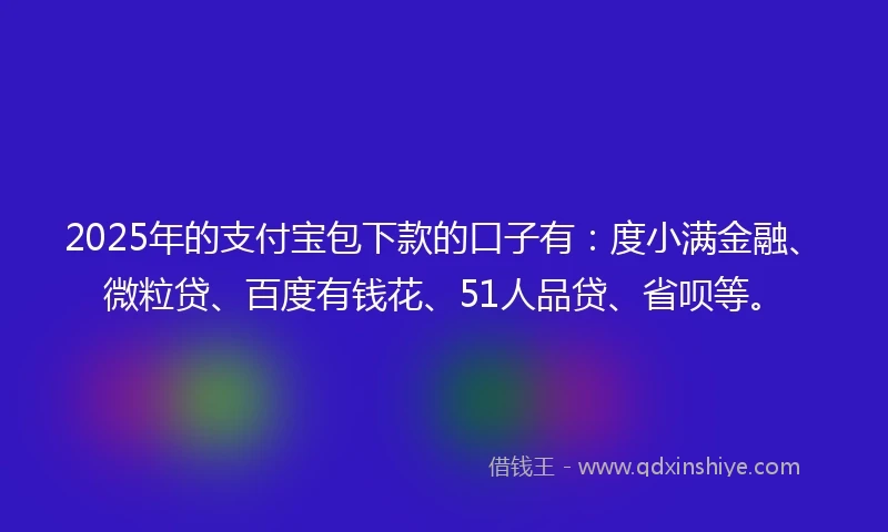 2025年的支付宝包下款的口子有：度小满金融、微粒贷、百度有钱花、51人品贷、省呗等。