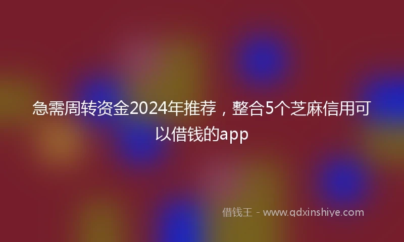 急需周转资金2024年推荐，整合5个芝麻信用可以借钱的app