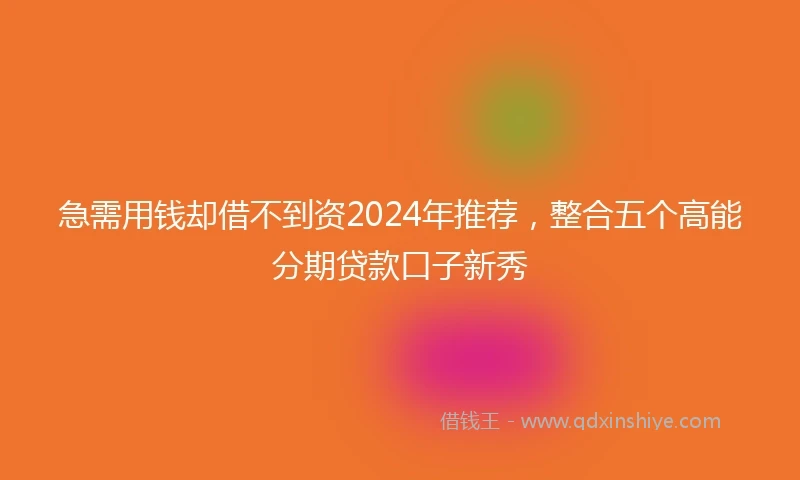 急需用钱却借不到资2024年推荐，整合五个高能分期贷款口子新秀