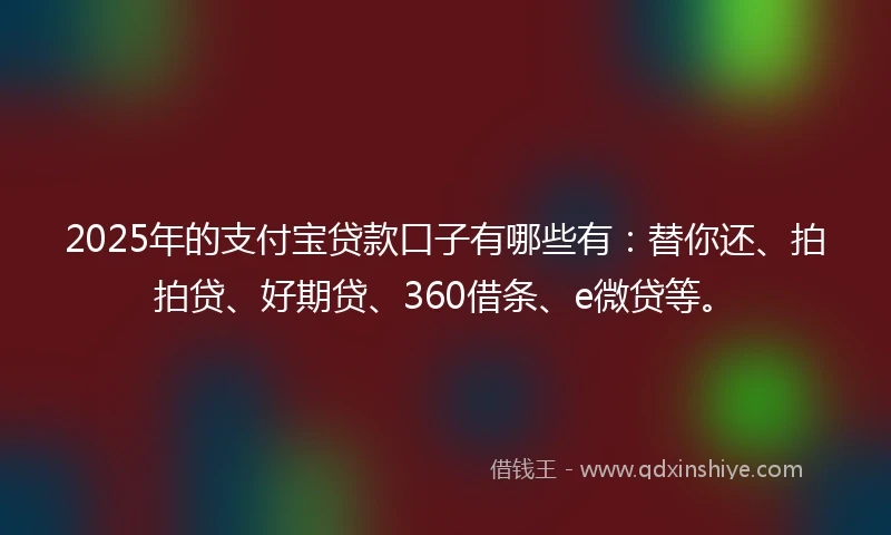 2025年的支付宝贷款口子有哪些有：替你还、拍拍贷、好期贷、360借条、e微贷等。