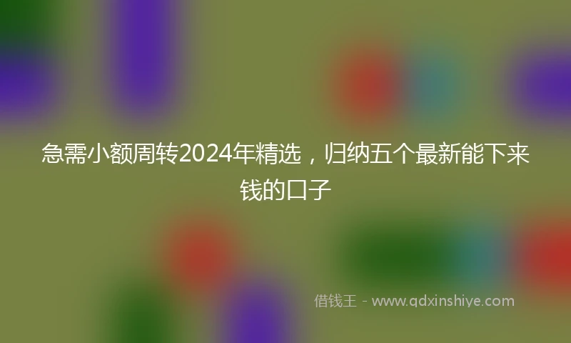 急需小额周转2024年精选，归纳五个最新能下来钱的口子