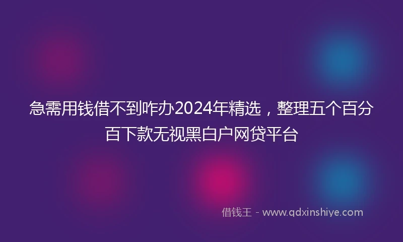 急需用钱借不到咋办2024年精选，整理五个百分百下款无视黑白户网贷平台