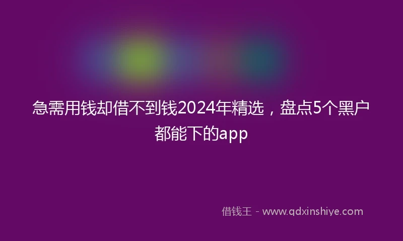 急需用钱却借不到钱2024年精选，盘点5个黑户都能下的app