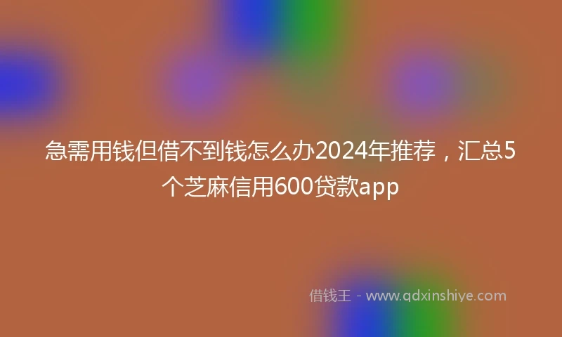 急需用钱但借不到钱怎么办2024年推荐，汇总5个芝麻信用600贷款app