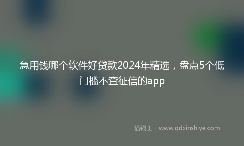 急用钱哪个软件好贷款2024年精选，盘点5个低门槛不查征信的app