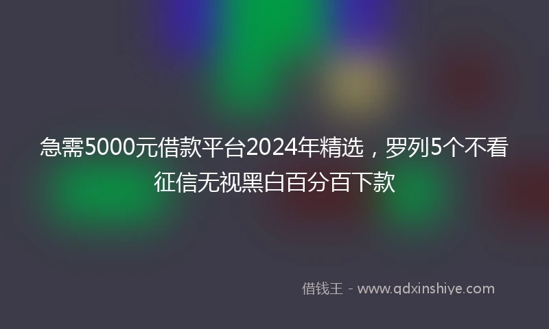 急需5000元借款平台2024年精选，罗列5个不看征信无视黑白百分百下款