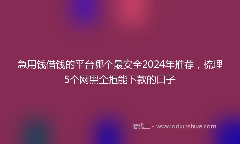 急用钱借钱的平台哪个最安全2024年推荐,梳理5个网黑全拒能下款的口子