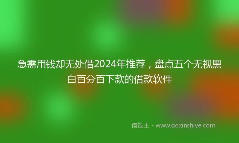 急需用钱却无处借2024年推荐，盘点五个无视黑白百分百下款的借款软件
