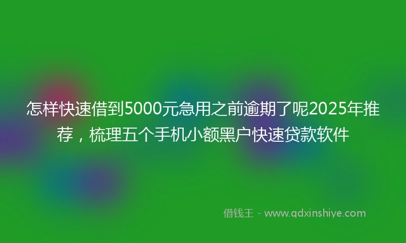 怎样快速借到5000元急用之前逾期了呢2025年推荐，梳理五个手机小额黑户快速贷款软件