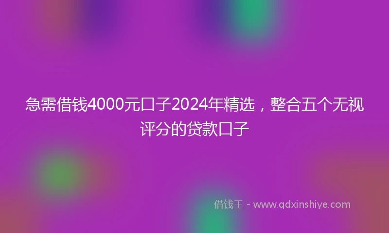 急需借钱4000元口子2024年精选，整合五个无视评分的贷款口子