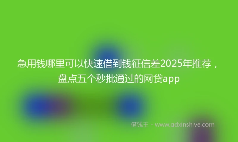 急用钱哪里可以快速借到钱征信差2025年推荐，盘点五个秒批通过的网贷app