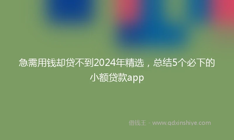 急需用钱却贷不到2024年精选，总结5个必下的小额贷款app