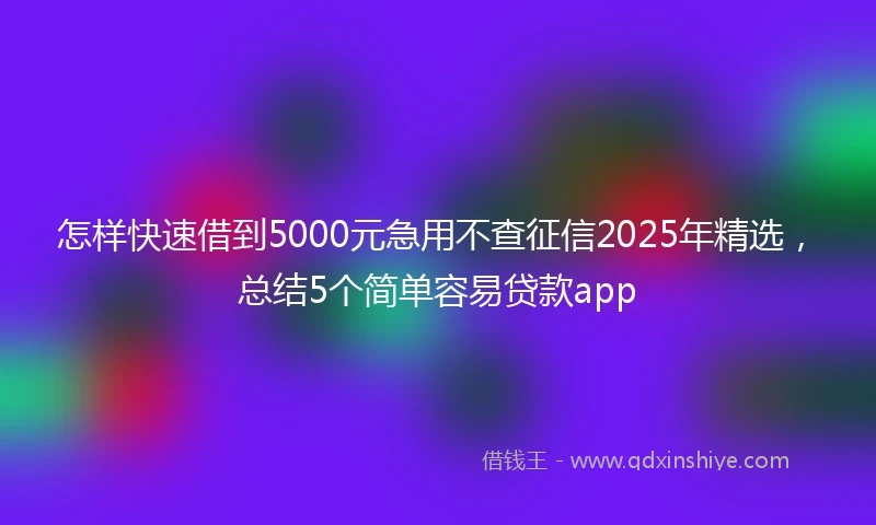 怎样快速借到5000元急用不查征信2025年精选，总结5个简单容易贷款app