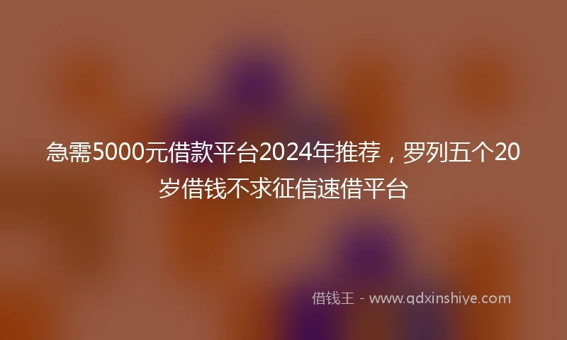 急需5000元借款平台2024年推荐，罗列五个20岁借钱不求征信速借平台