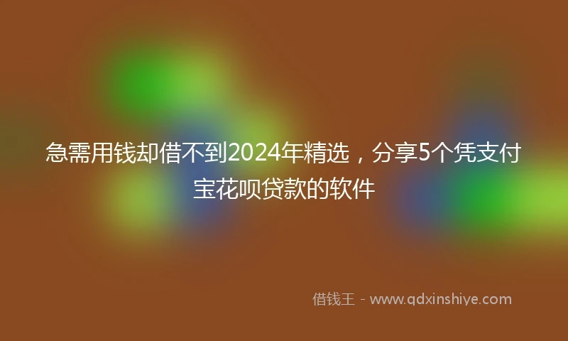 急需用钱却借不到2024年精选，分享5个凭支付宝花呗贷款的软件